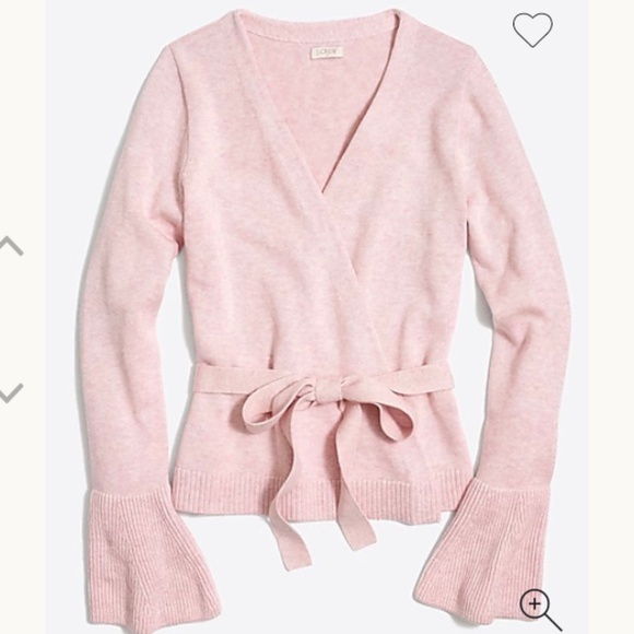 J Crew  Factory Bell-sleeve wrap sweater -- Heather blossom pink - Picture 1 of 1